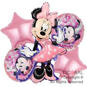 SET DE GLOBOS METALIZADO MINNIE 5 UNIDADES 